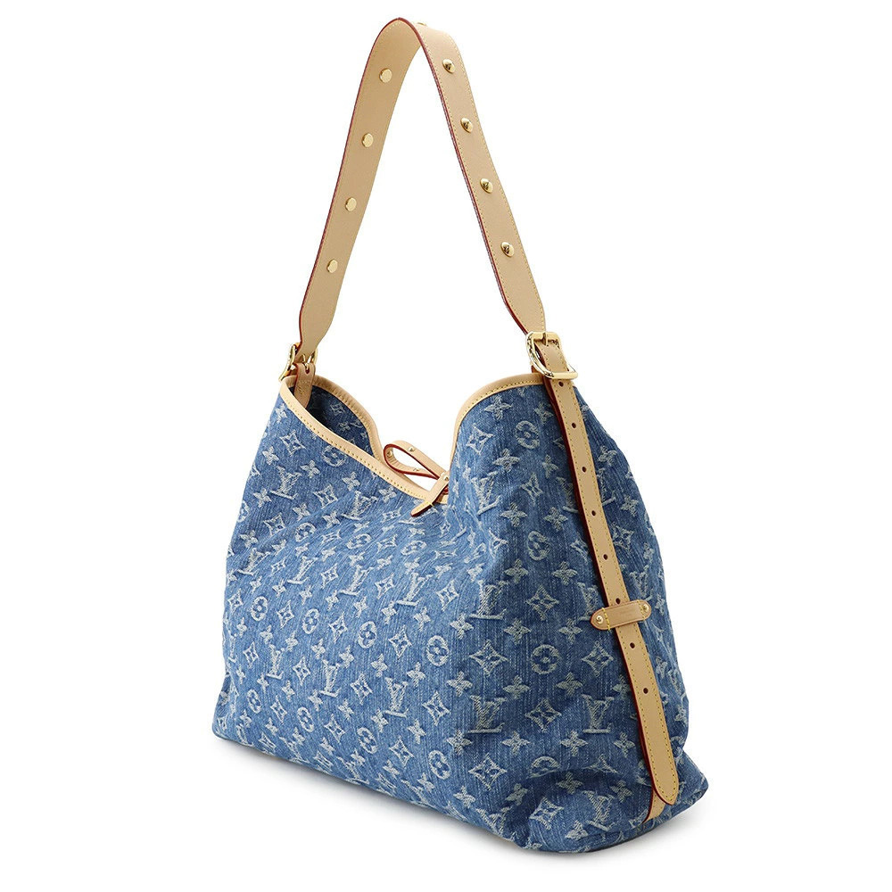 Louis Vuitton Denim Shoulder Bag Monogram Pouch Carryall NM Blue